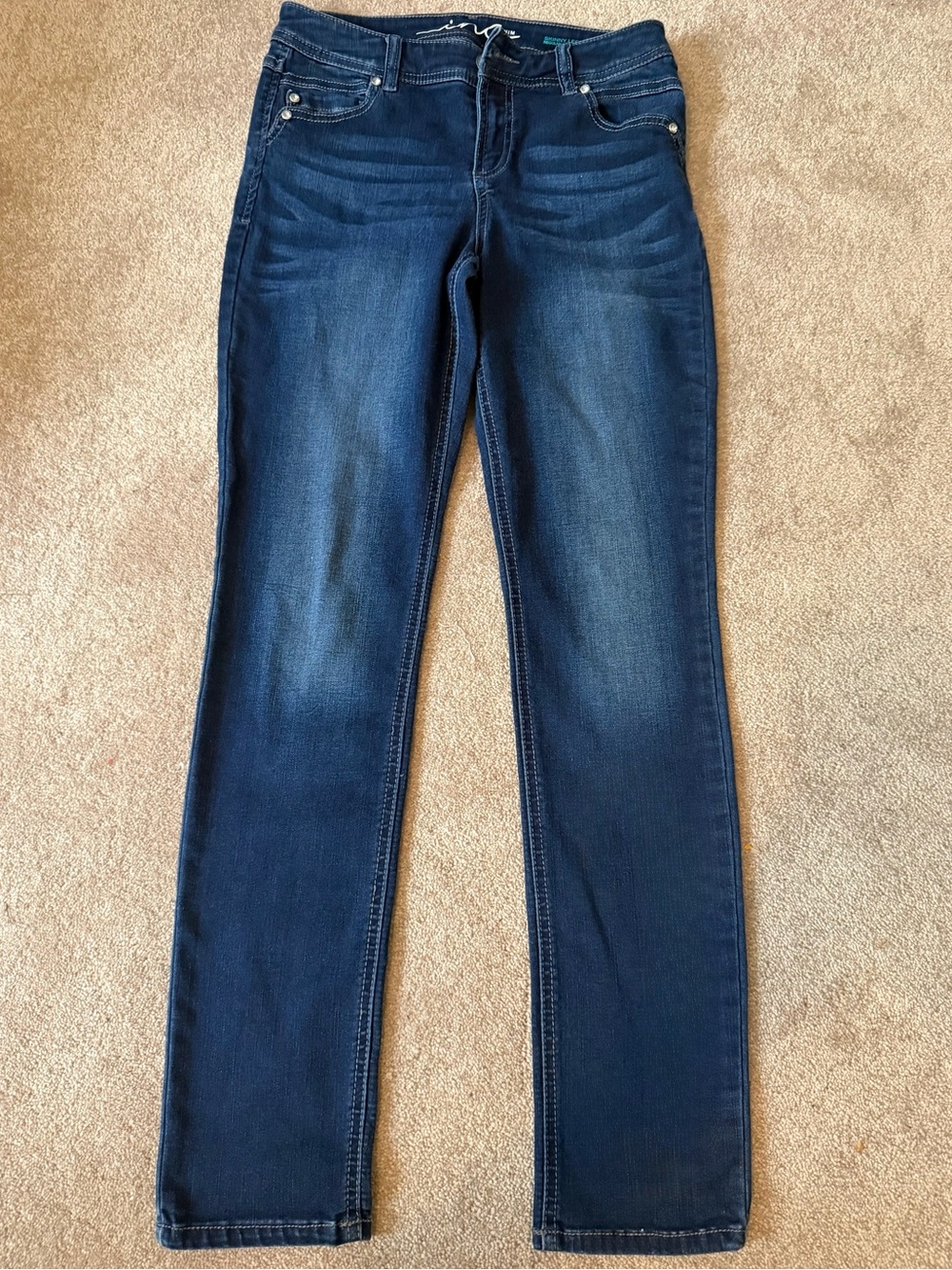Inc denim- Dark Blue Skinny Jeans with Stretch and Faded Detail